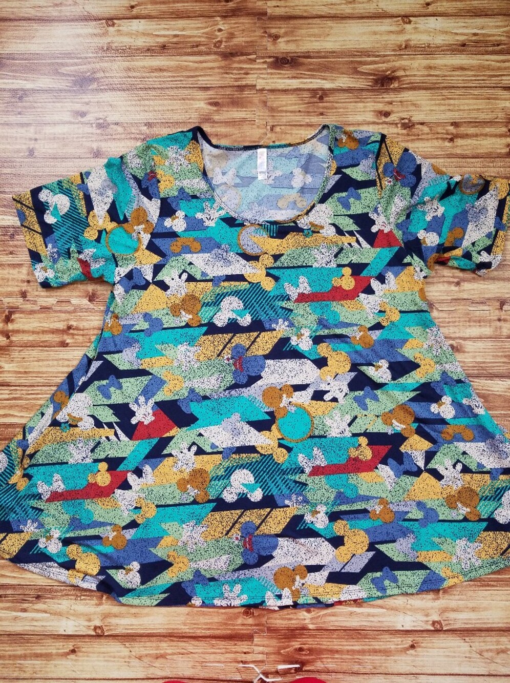 Disney x LuLaRoe Perfect T Geometric Mickey Minnie Mouse Top Blue 2XL Women's